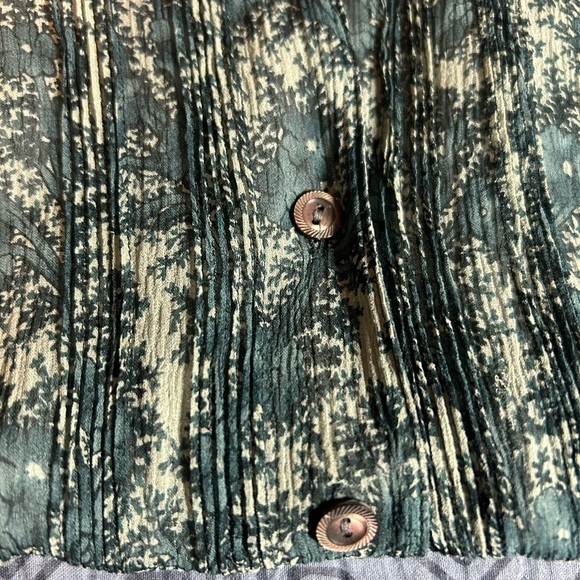 Jones New York Green Patterned Women Top 100% Silk - Size 14W - Picture 7 of 8